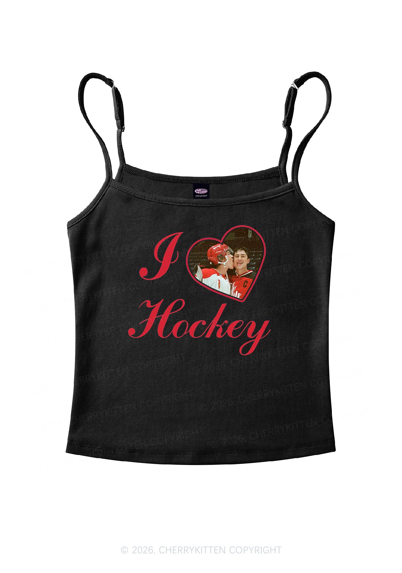I Love Hockey HR Y2K Spaghetti Strap Cami Cherrykitten