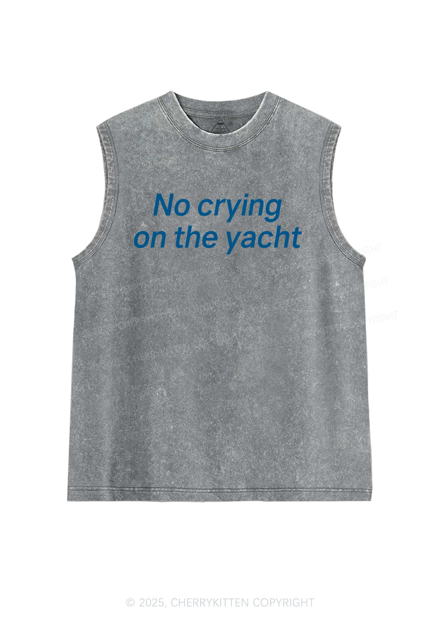 No Crying On Yacht Y2K Washed Muscle Tank Cherrykitten