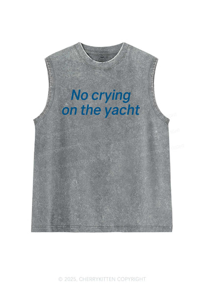 No Crying On Yacht Y2K Washed Muscle Tank Cherrykitten