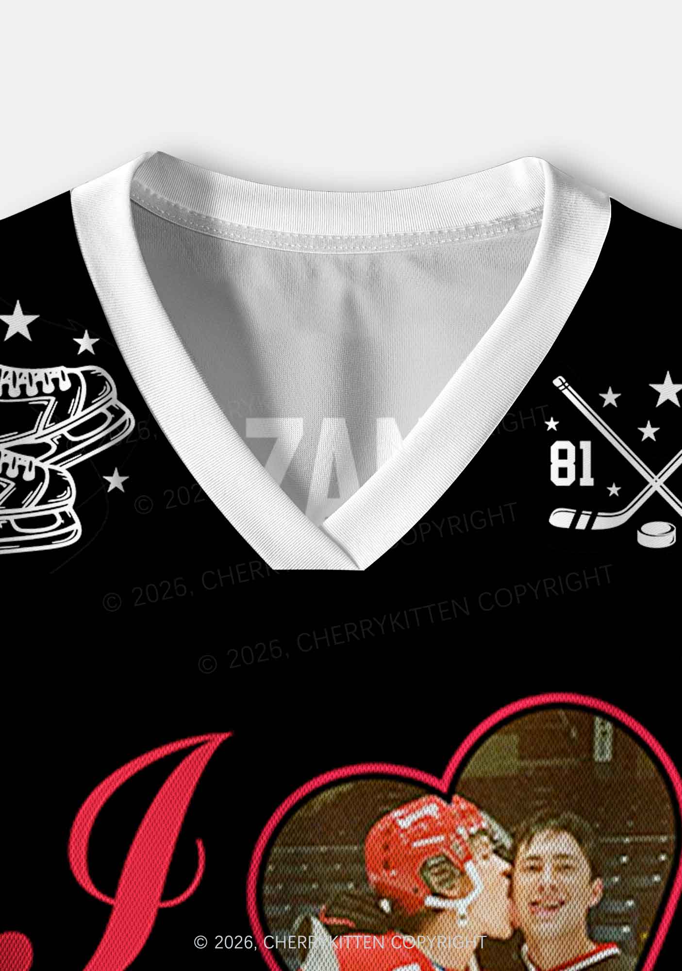 Black I Love Hockey HR Y2K Crop Sport Jersey Shirts Cherrykitten