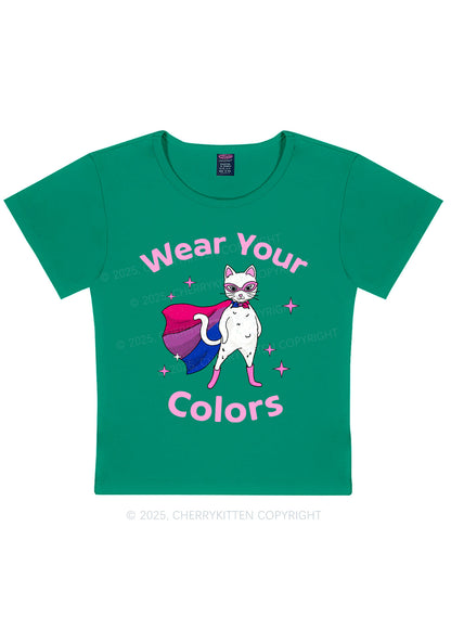 Bisexual Flag Cat Pride Y2K Baby Tee Cherrykitten