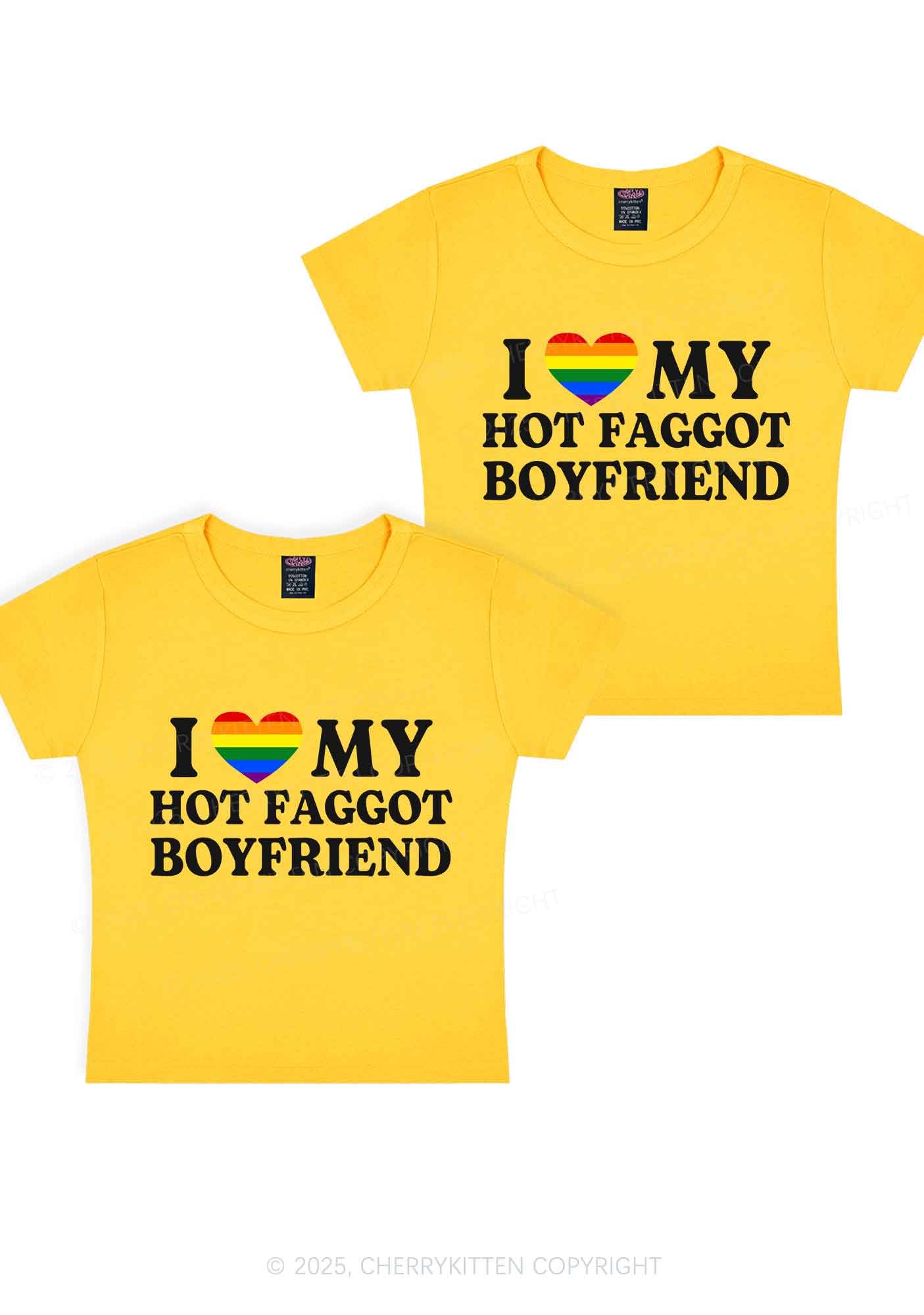Love My Hot Faggot BF Y2K Valentine's Day Baby Tee Cherrykitten