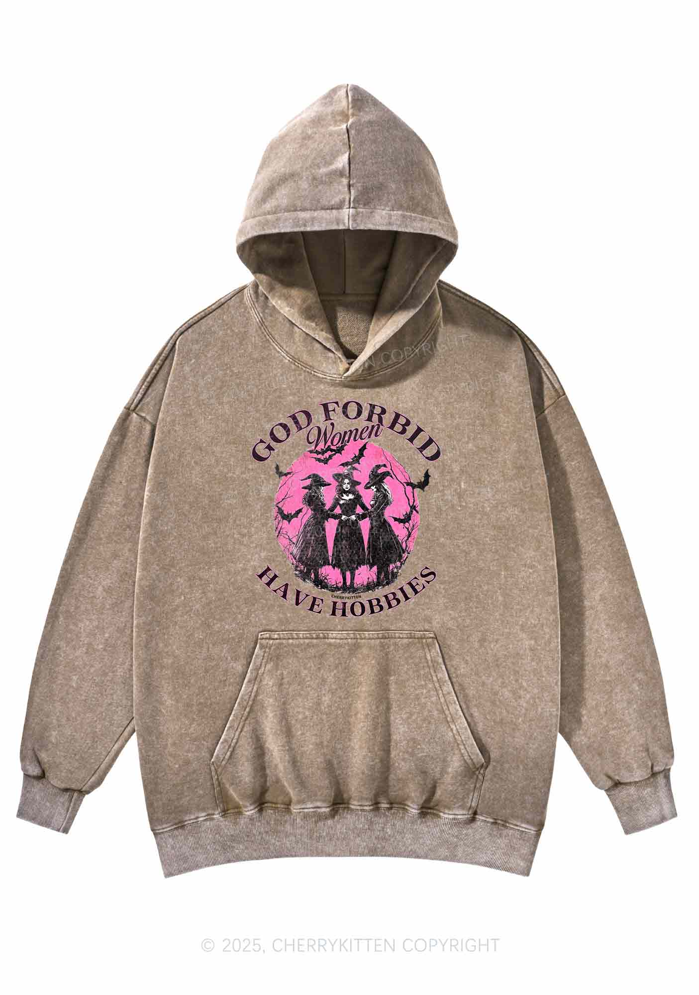 Halloween God Forbid Women Hobbies Y2K Washed Hoodie Cherrykitten