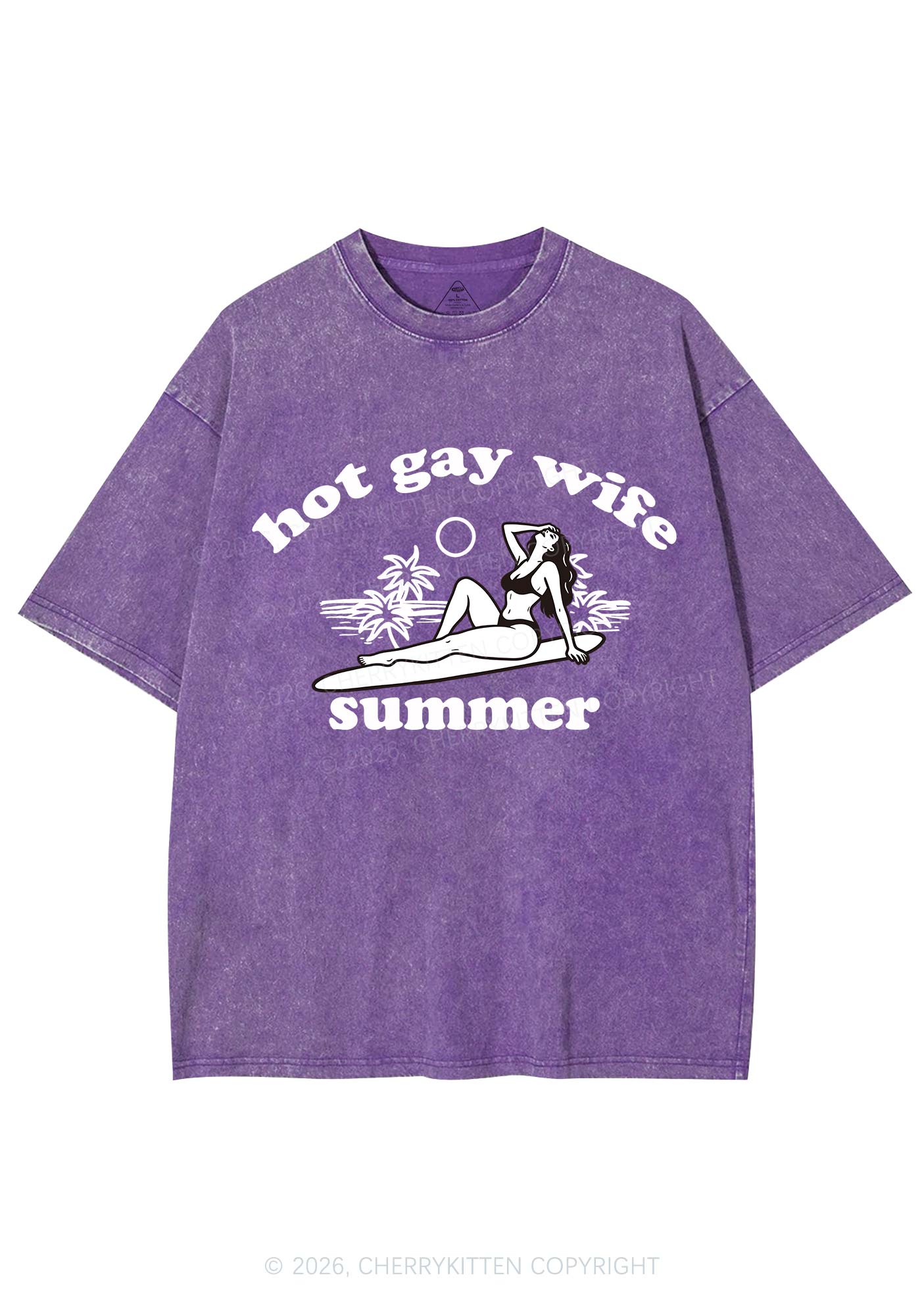 Hot Gay Wife Summer Pride Y2K Shirts Washed Tee Cherrykitten