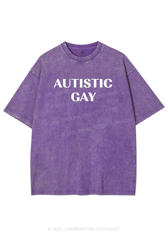 Autistic Gay Pride Y2K Shirts Washed Tee Cherrykitten