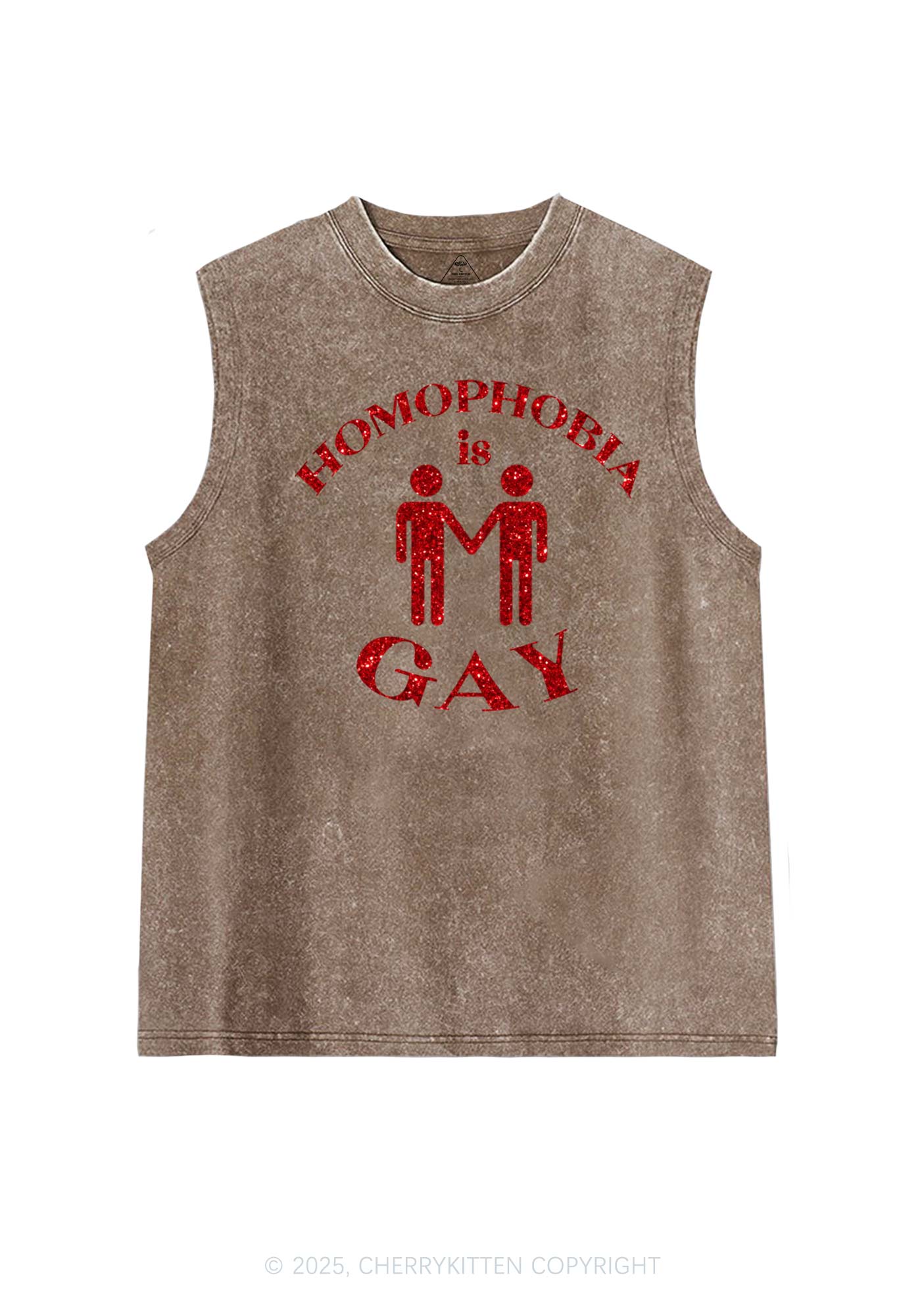 Glitter Homophobia Is Gay Pride Y2K Washed Muscle Tank Cherrykitten