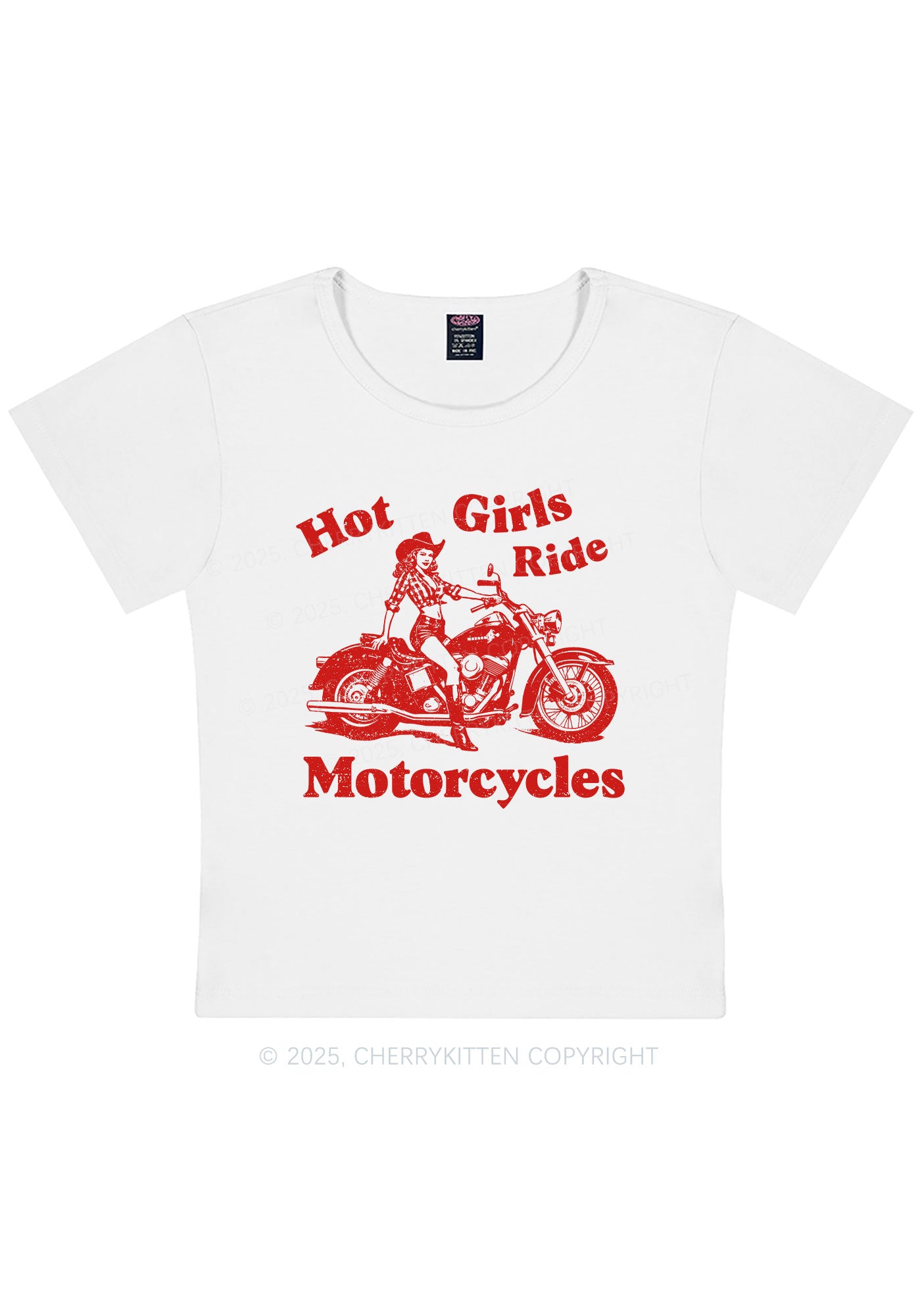 Curvy Hot Girls Ride Motorcycles Y2K Baby Tee Cherrykitten
