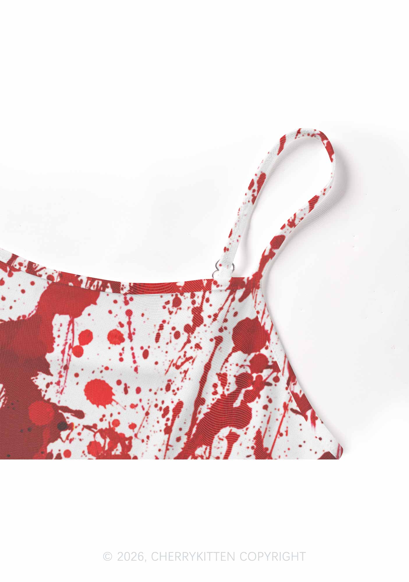 Halloween Red Blood On White Y2K Mesh Cami Tank Cherrykitten
