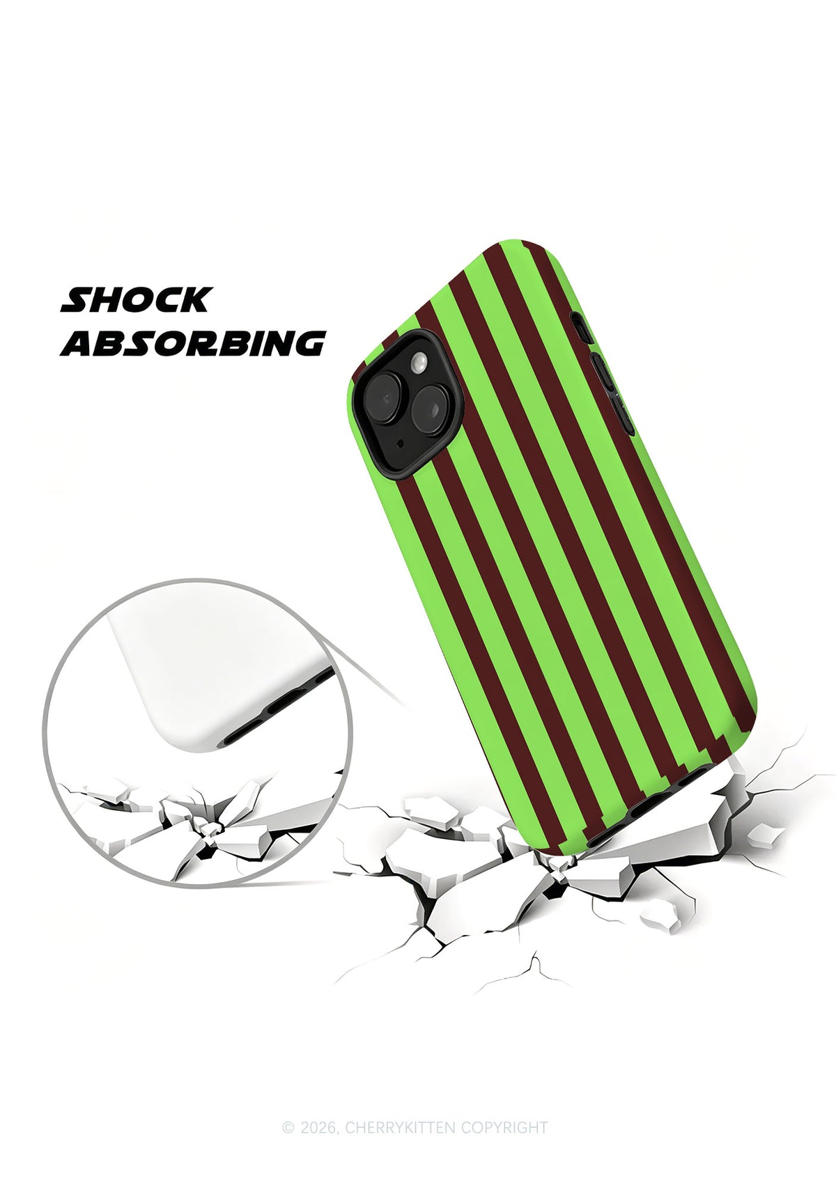 Green Brown Stripes Y2K Phone Case Cherrykitten