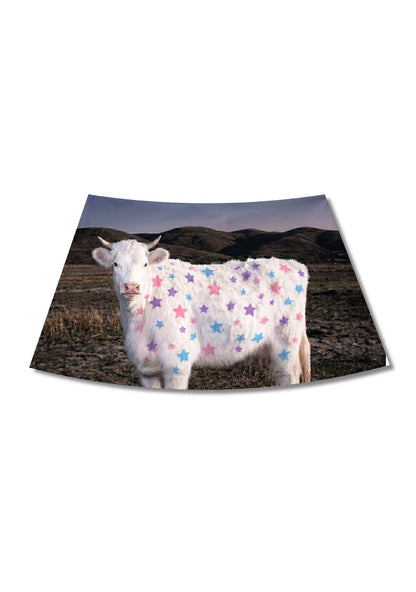 Pastel Star Cow Y2K Print Mini Skirt Cherrykitten