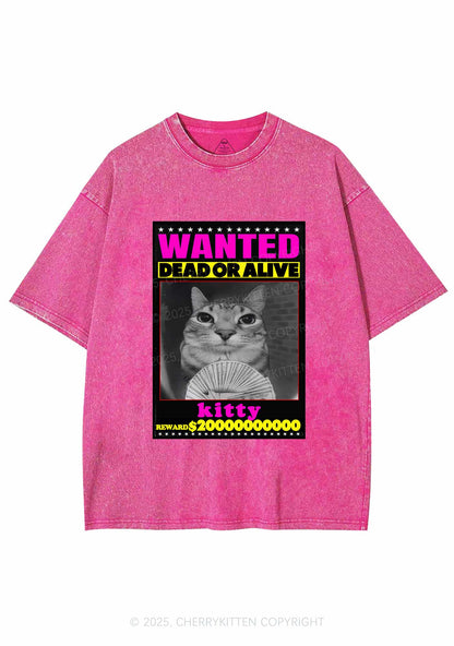 Custom Wanted Kitten Y2K Shirts Washed Tee Cherrykitten
