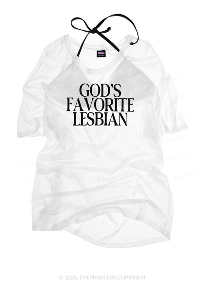 Gods Favorite Lesbian Pride Y2K Sheer Boyfriend Tee Cherrykitten