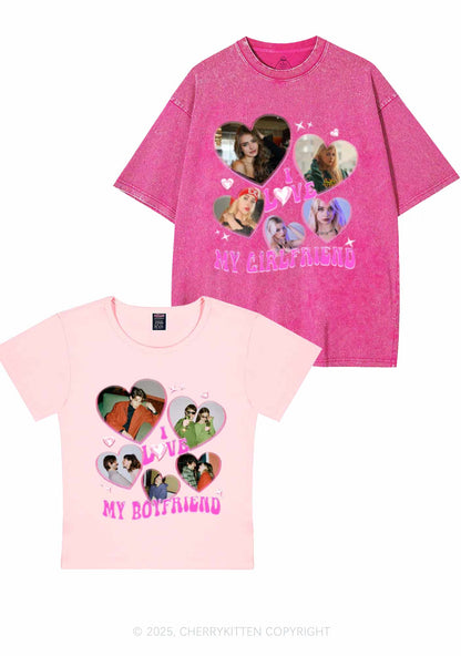 Custom My BF GF Photos Y2K Valentine's Day Couple Shirt Cherrykitten