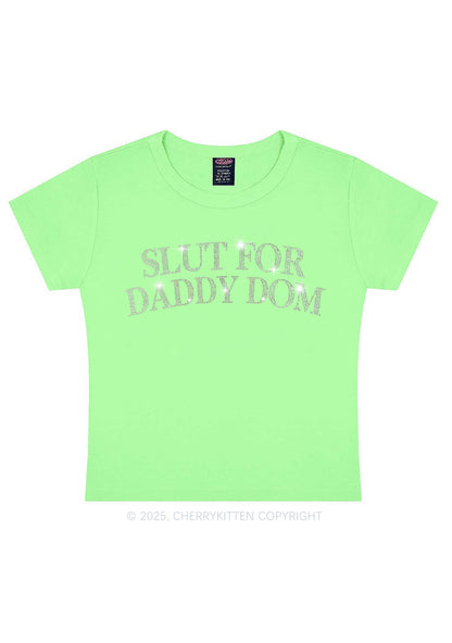 Rhinestone Slxt For Daddy Dom Y2K Baby Tee Cherrykitten