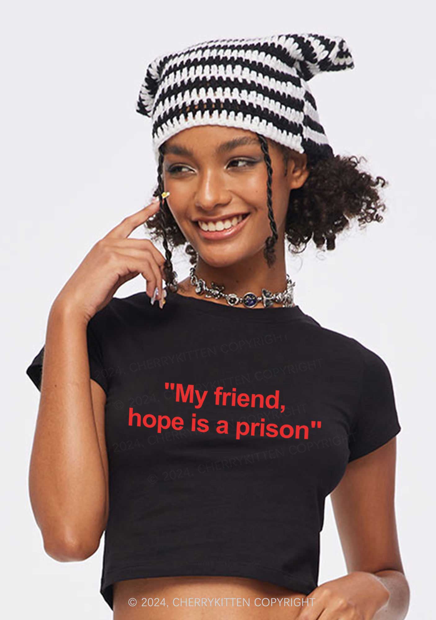 Hope Is A Prison Y2K Baby Tee Cherrykitten