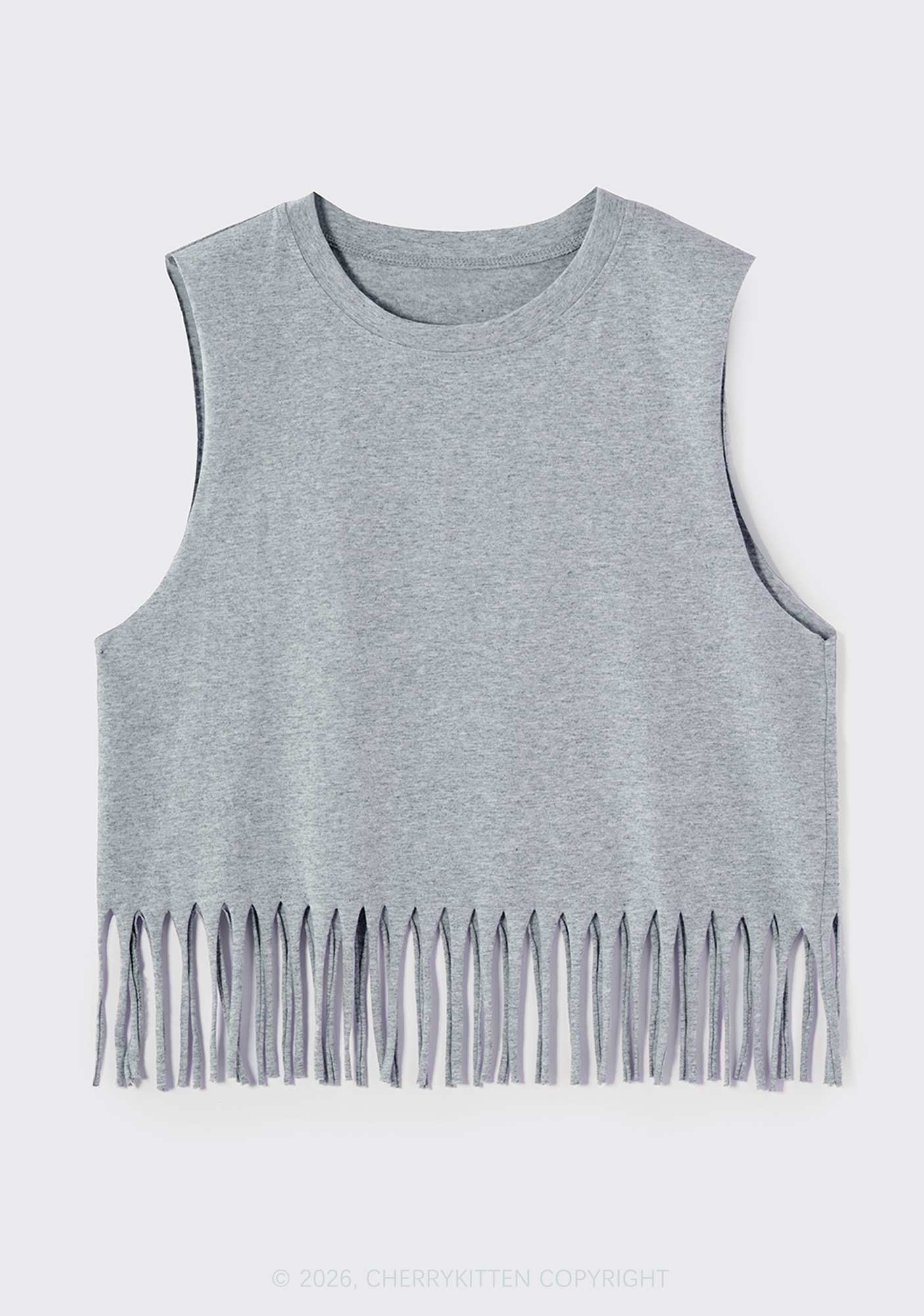 Plain Y2K Fringe Tank Top Cherrykitten