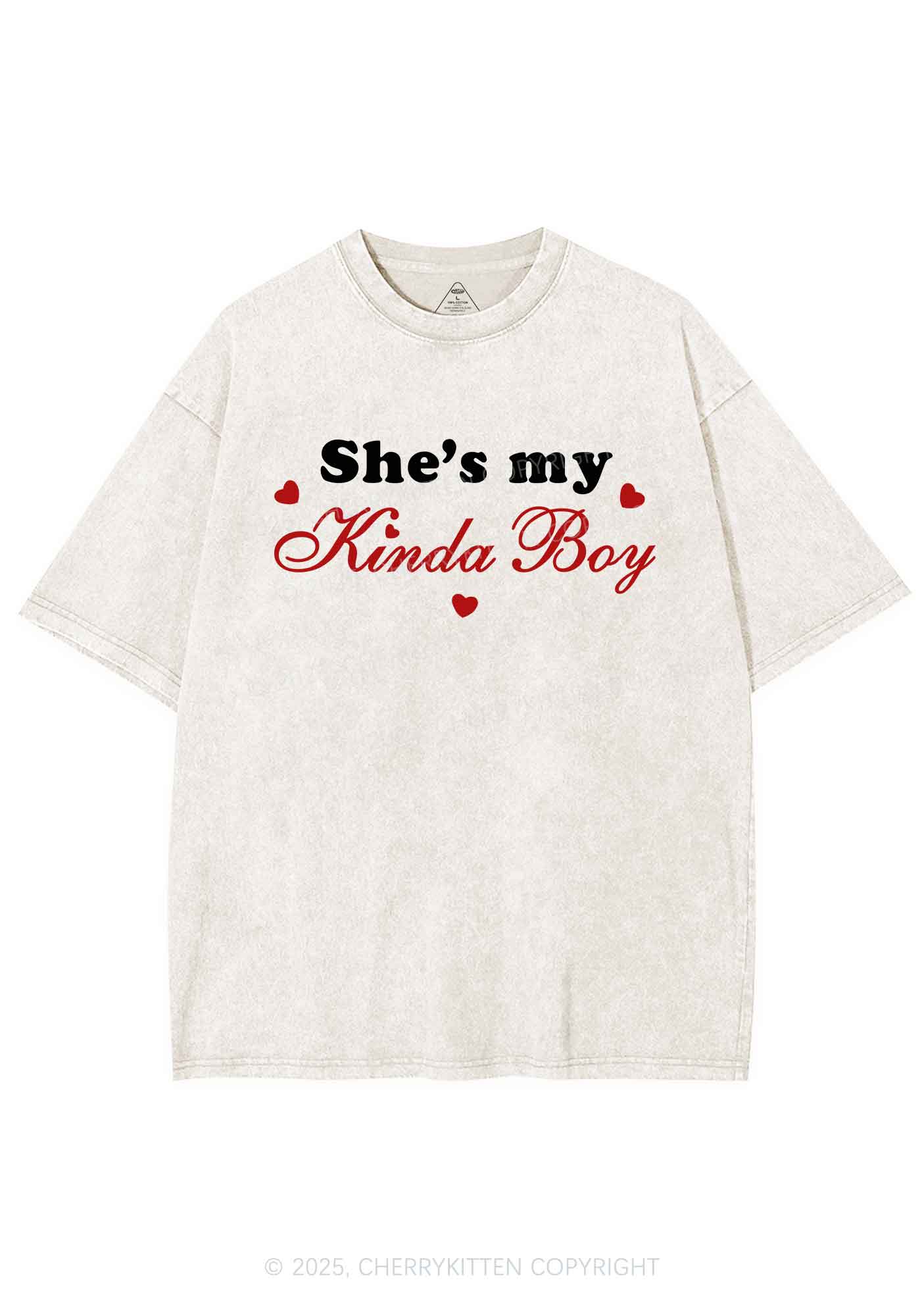 Shes My Kinda Boy Pride Y2K Shirts Washed Tee Cherrykitten