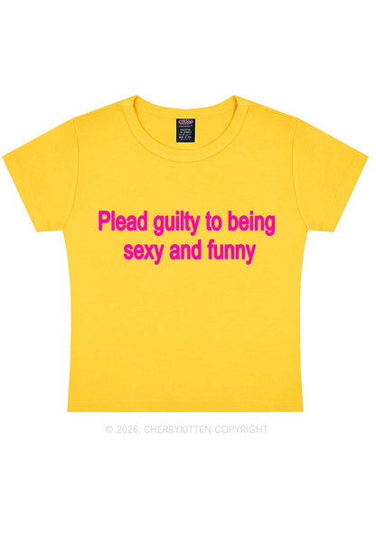 Plead Guilty To Being Funny Y2K Baby Tee Cherrykitten