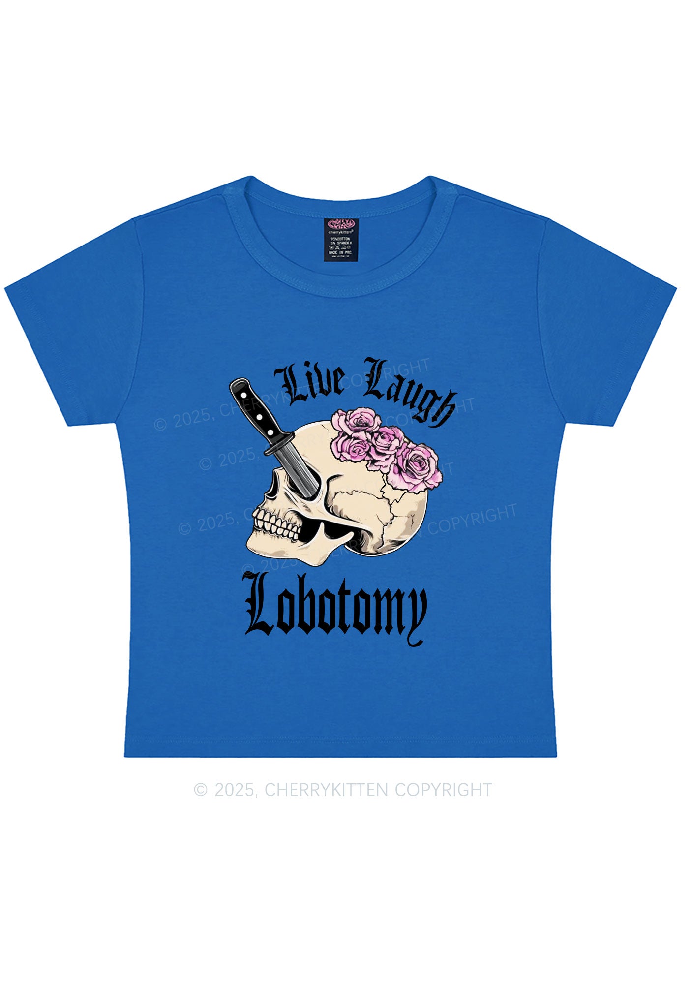 Live Laugh Lobotomy Skull Y2K Baby Tee Cherrykitten