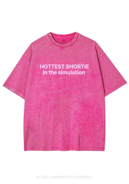 Hottest Shortie In The Simulation Y2K Shirts Washed Tee Cherrykitten