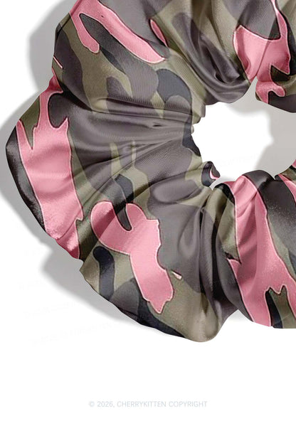 Pink Camouflage Y2K Hair Scrunchie Cherrykitten