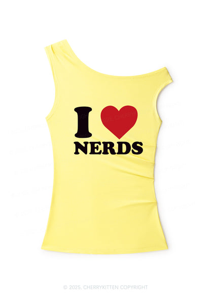 I Love Nerds Y2K Off Shoulder Tank Top Cherrykitten