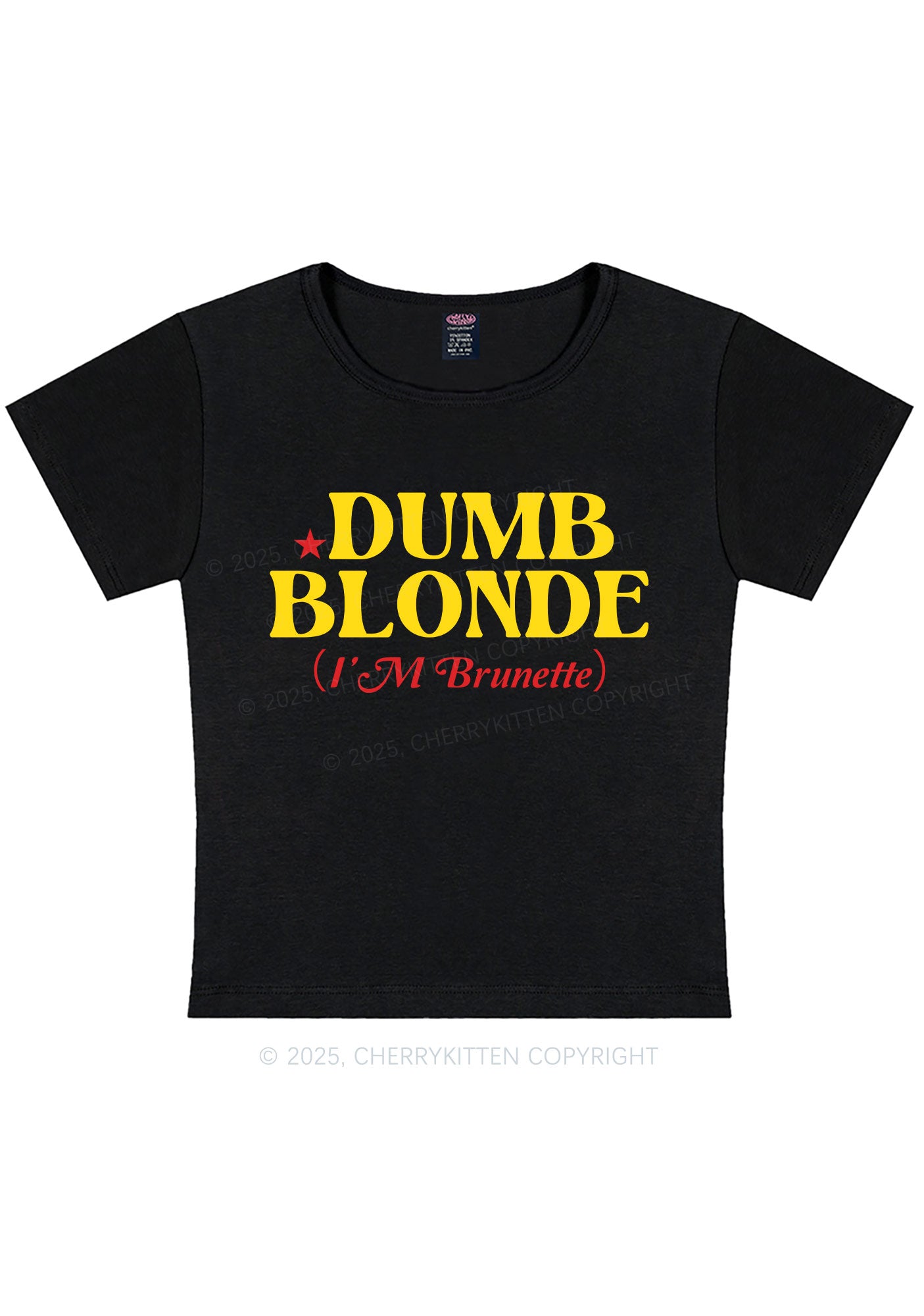 Dumb Blonde Brunette Y2K Baby Tee Cherrykitten