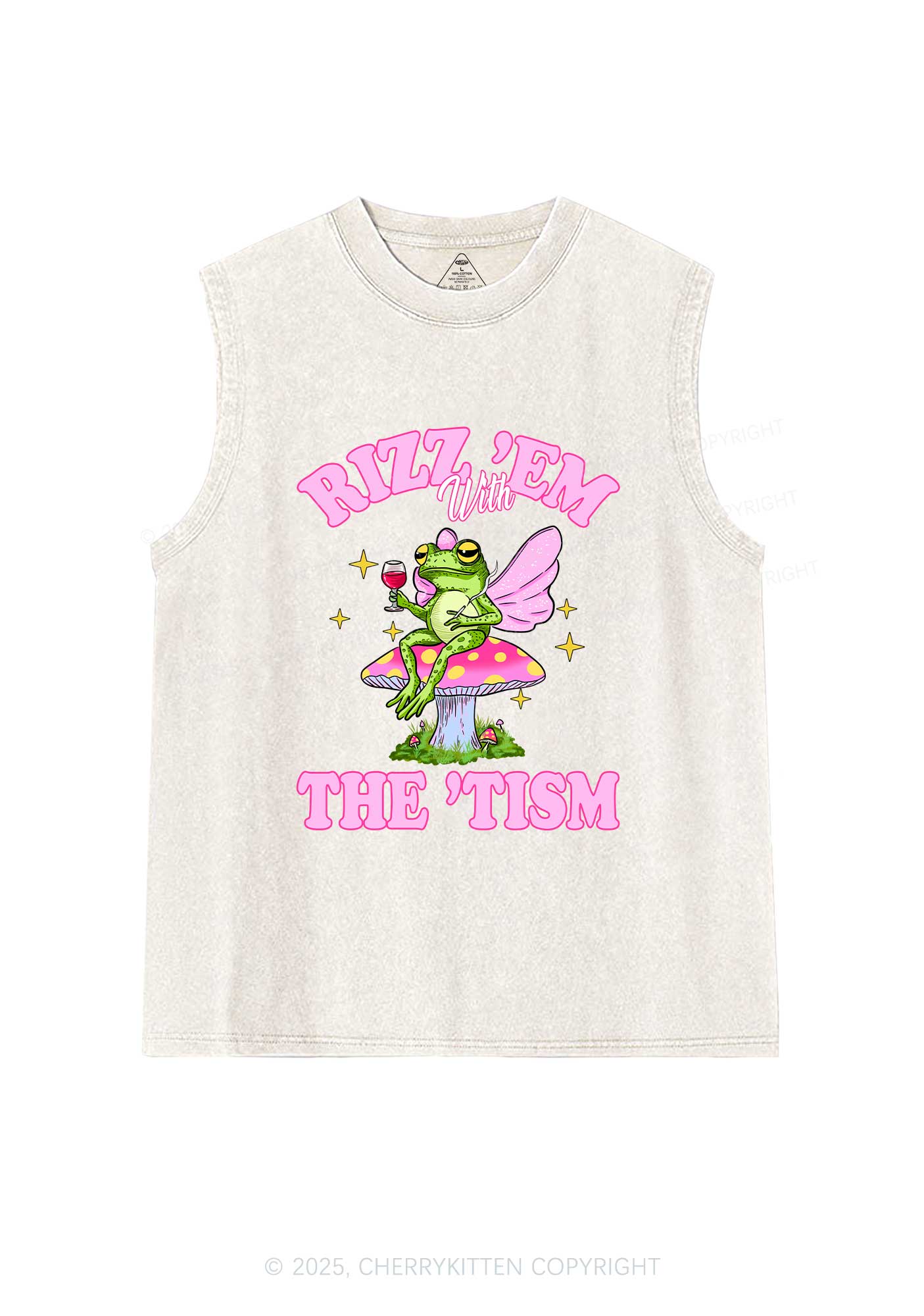 Fairy Frog Rizz Tism Y2K Washed Muscle Tank Cherrykitten
