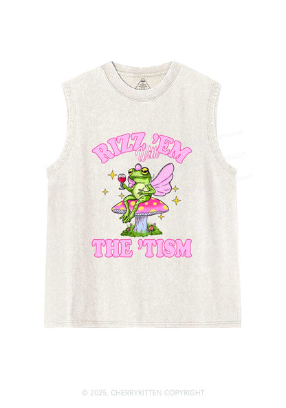 Fairy Frog Rizz Tism Y2K Washed Muscle Tank Cherrykitten