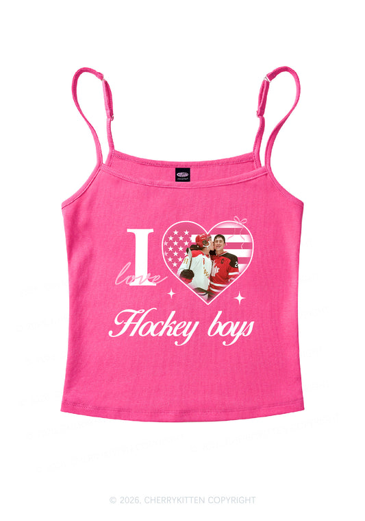 I Love US Hockey Boys HR Y2K Spaghetti Strap Cami Cherrykitten