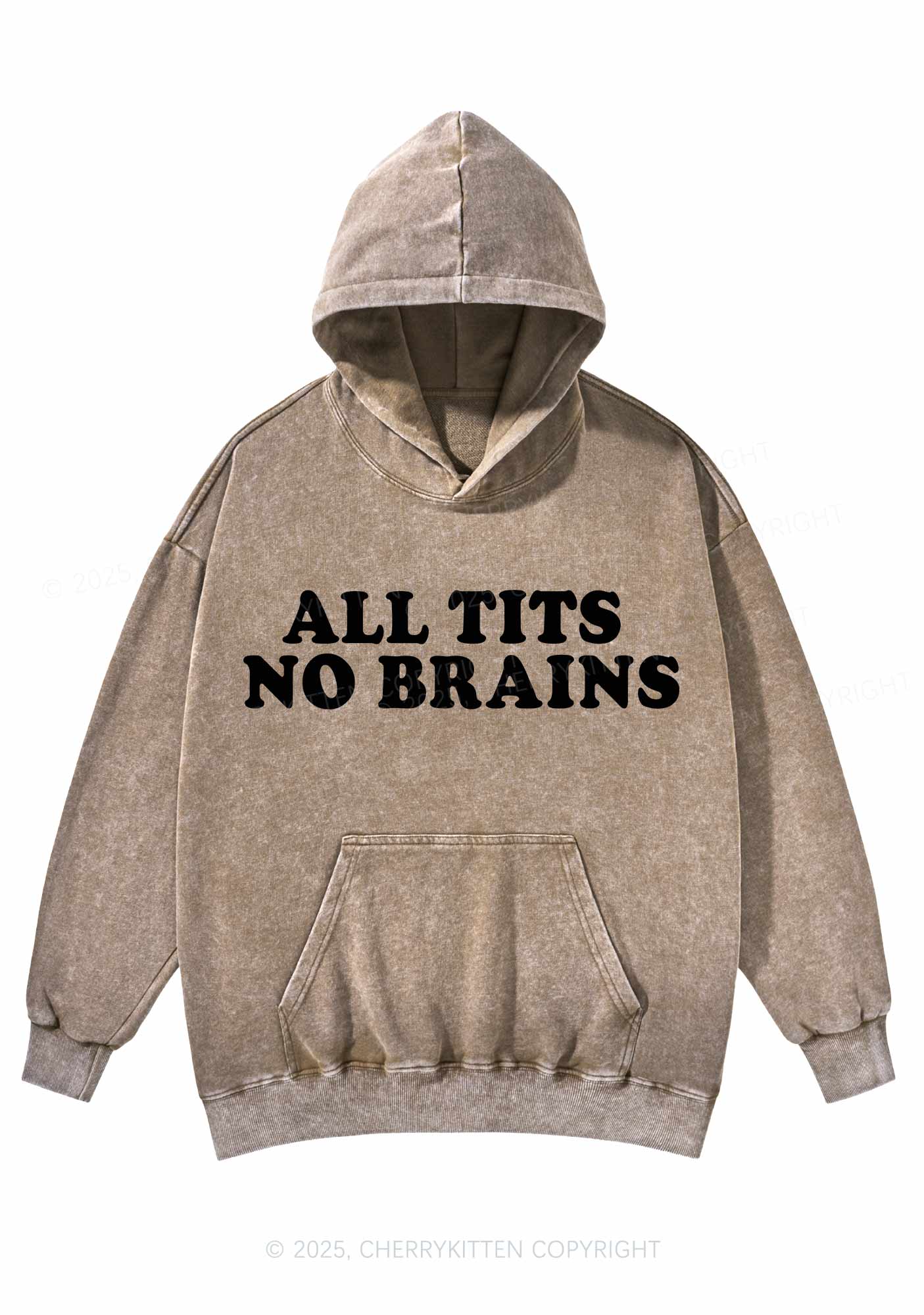 All Txts No Brains Y2K Washed Hoodie Cherrykitten