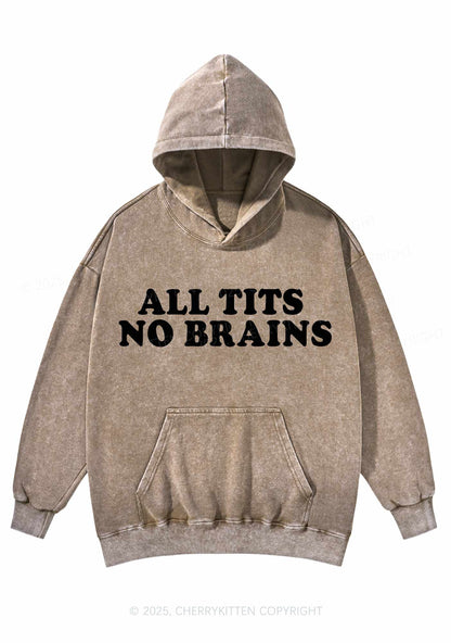 All Txts No Brains Y2K Washed Hoodie Cherrykitten