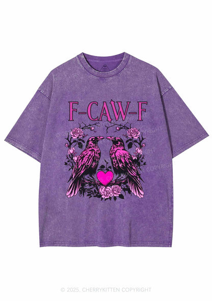 F CAW F Pink Ravens Valentine's Day Y2K Shirts Washed Tee Cherrykitten