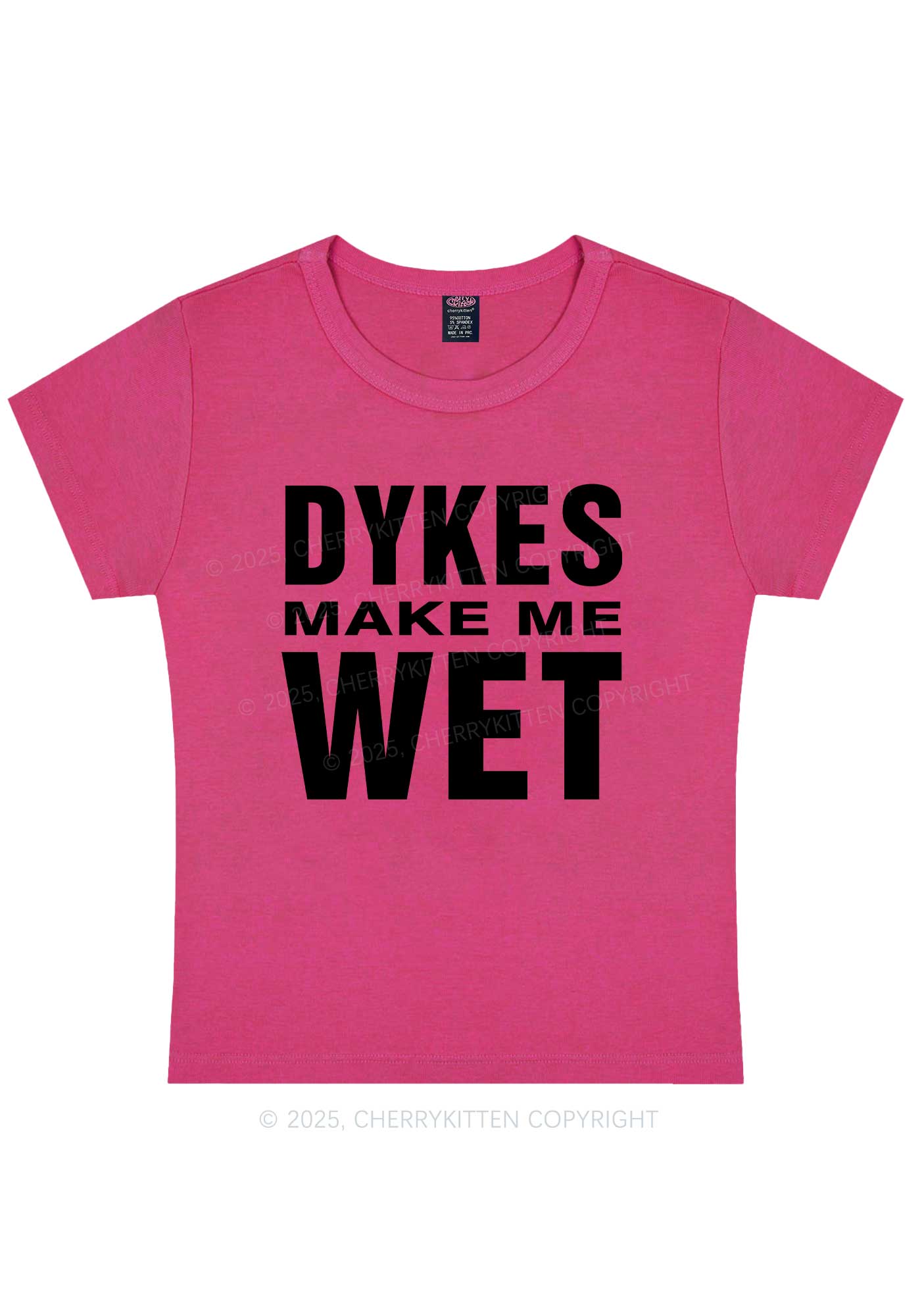 Dykes Make Me Wet Pride Y2K Baby Tee Cherrykitten