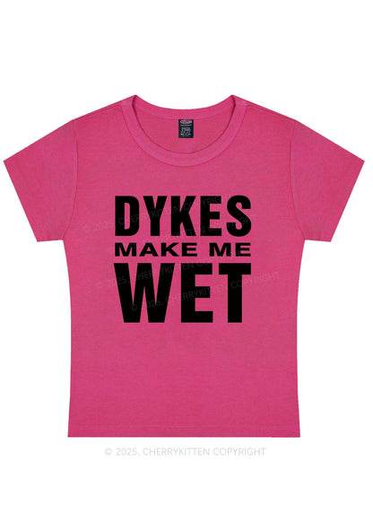 Dykes Make Me Wet Pride Y2K Baby Tee Cherrykitten