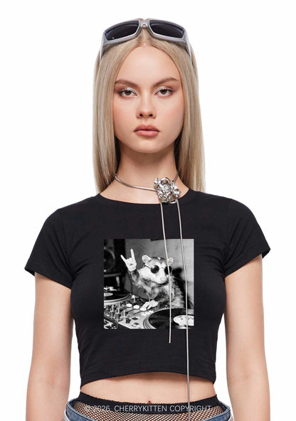 DJ Possum Y2K Baby Tee Cherrykitten