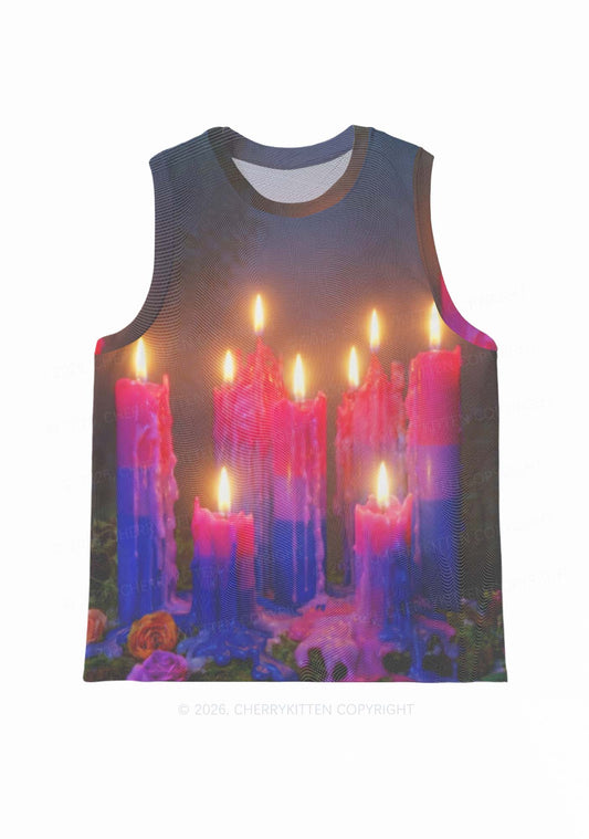 Bisexual Melting Candles Pride Y2K Mesh Muscle Tank Cherrykitten