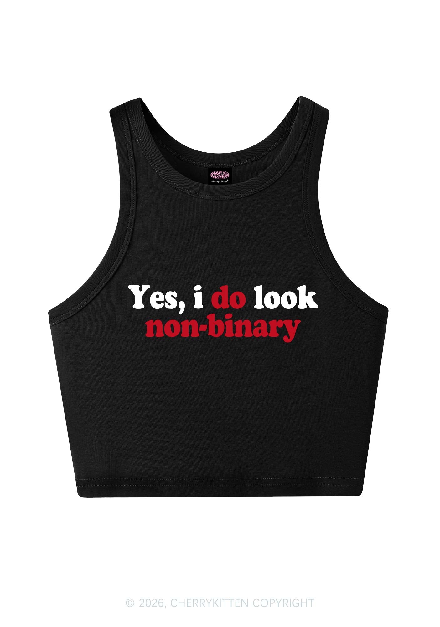 I Do Look Nonbinary Pride Y2K Crop Tank Top Cherrykitten