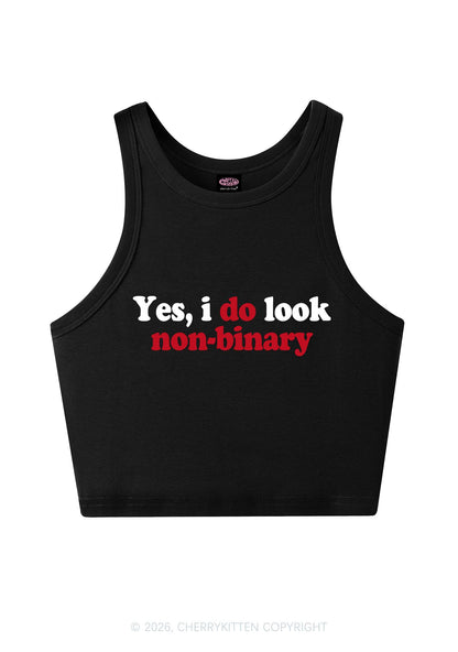 I Do Look Nonbinary Pride Y2K Crop Tank Top Cherrykitten