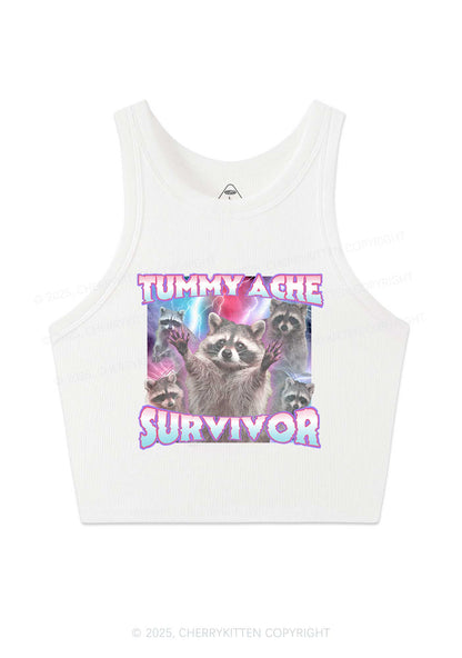 Tummy Ache Survivor Raccoon Y2K Crop Tank Top Cherrykitten