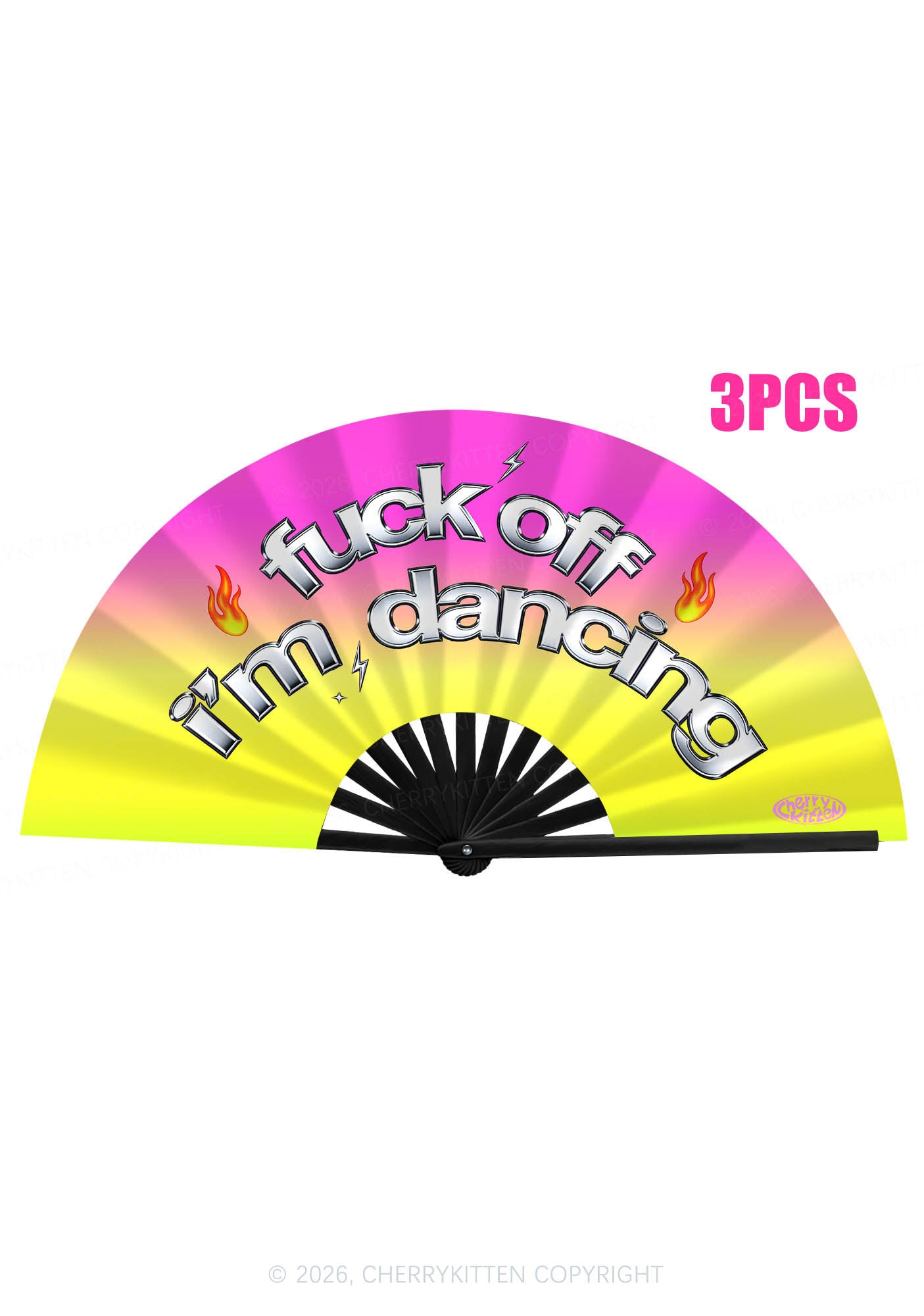 Fxxk Off Im Dancing Y2K Rave Hand Fan Cherrykitten
