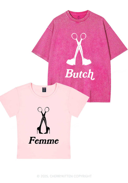 Femme Butch Scissors Y2K Valentine's Day Couple Shirt Cherrykitten
