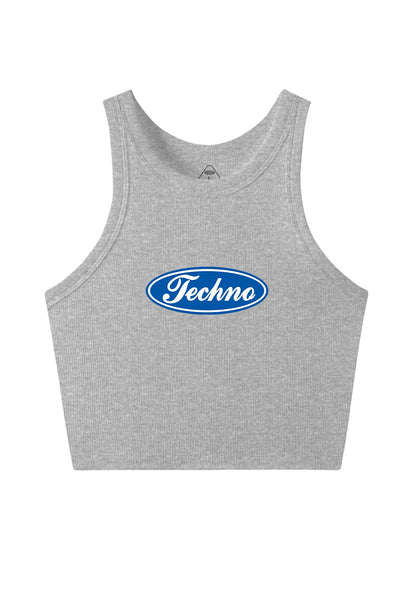 Oval Techno Y2K Crop Tank Top Cherrykitten