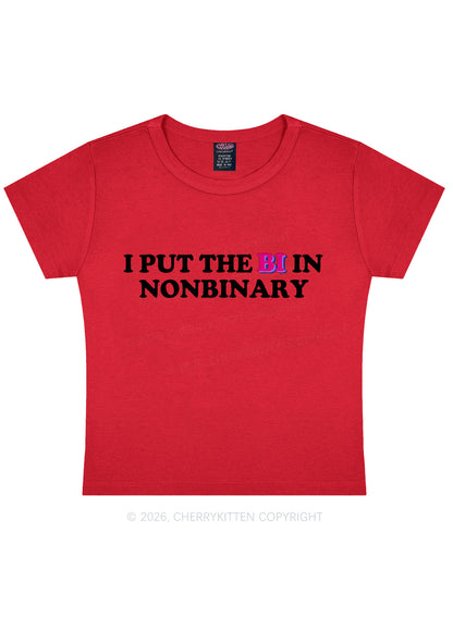 I Put The Bi In Nonbinary Pride Y2K Baby Tee Cherrykitten