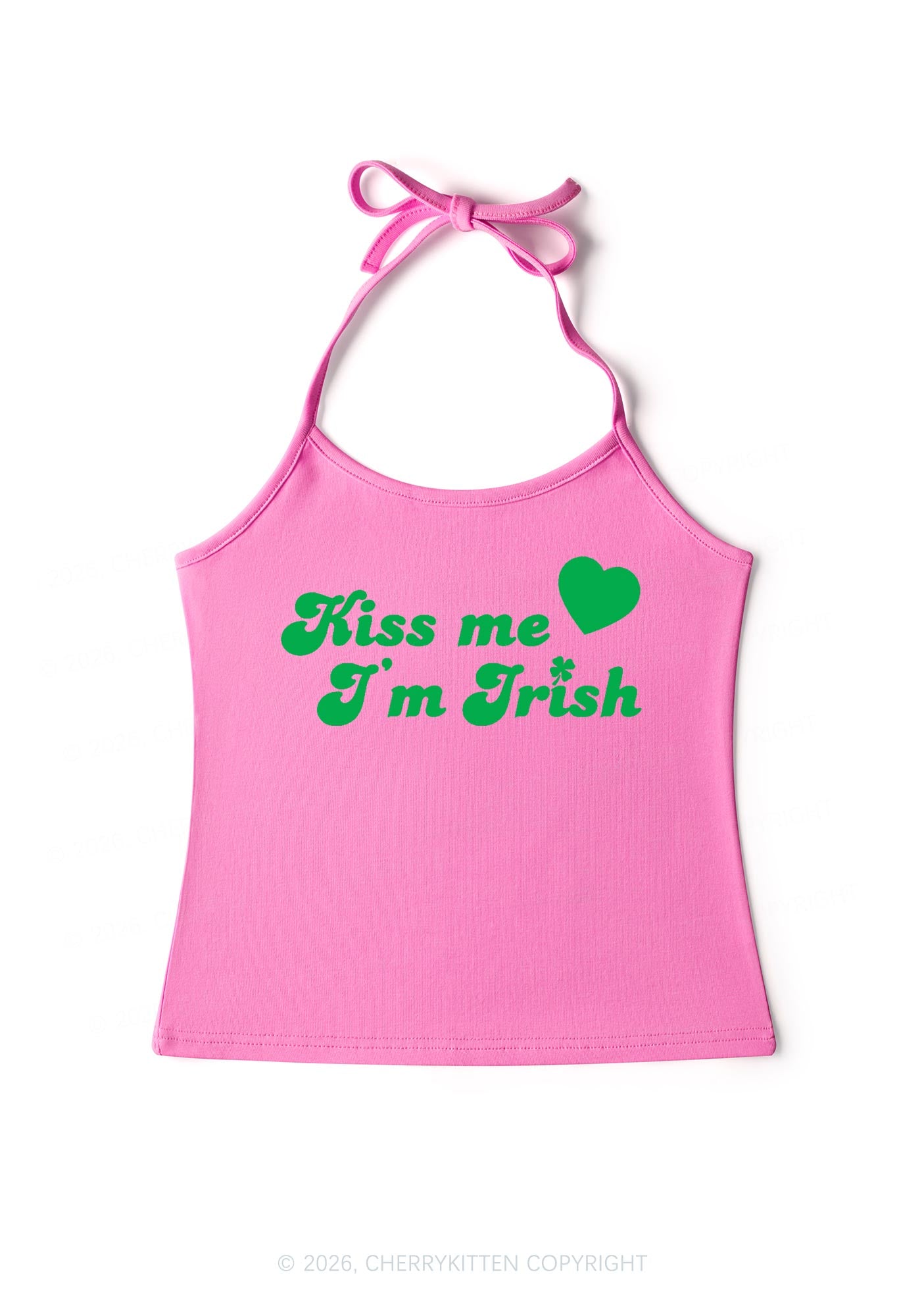 Kiss Me Im Irish St Patricks Y2K Halter Neck Cami Cherrykitten