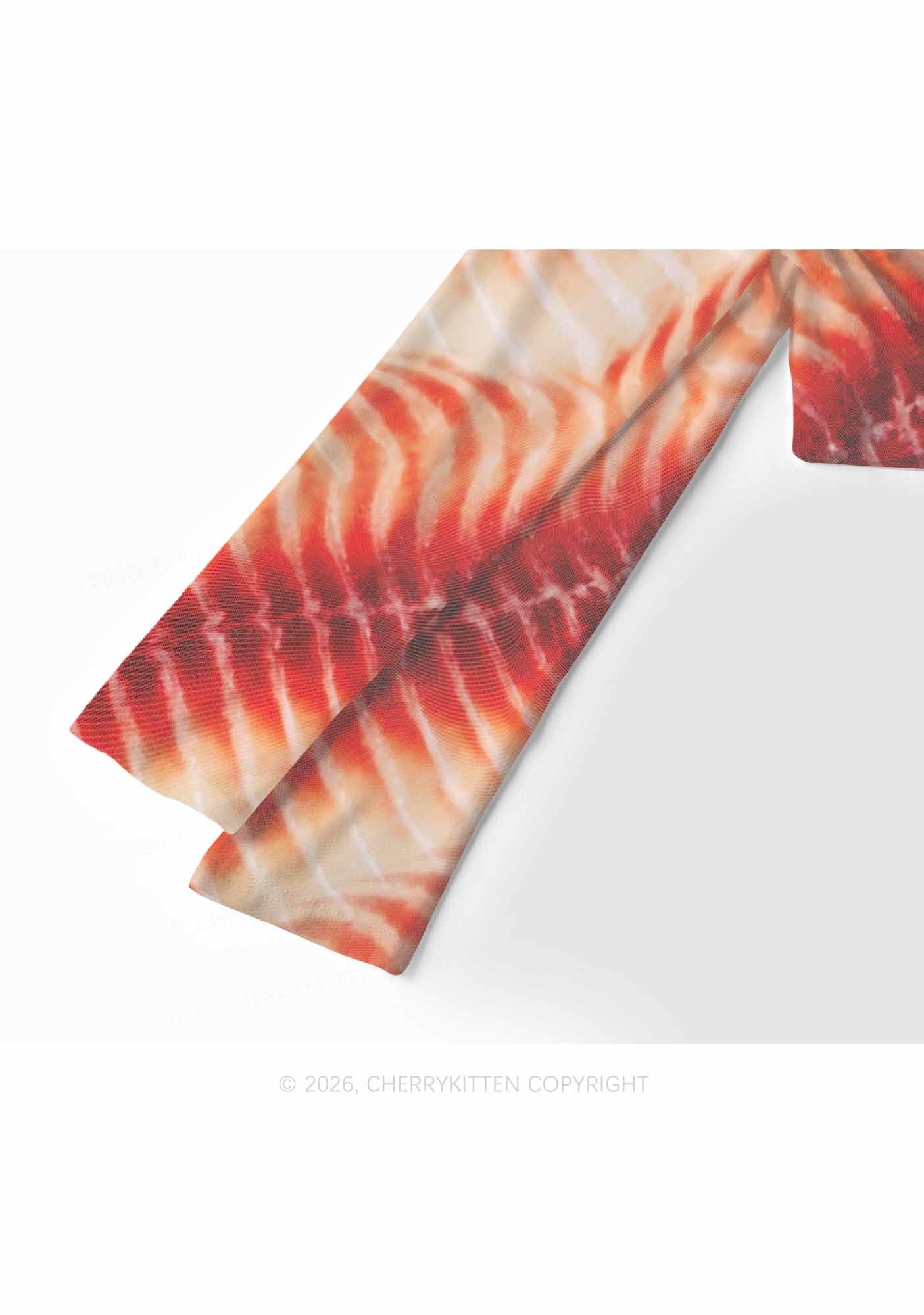 Pork Belly Texture Y2K Mesh Long Sleeve Crop Top Cherrykitten
