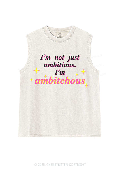 Not Ambitious Im Ambxxchous Y2K Washed Muscle Tank Cherrykitten