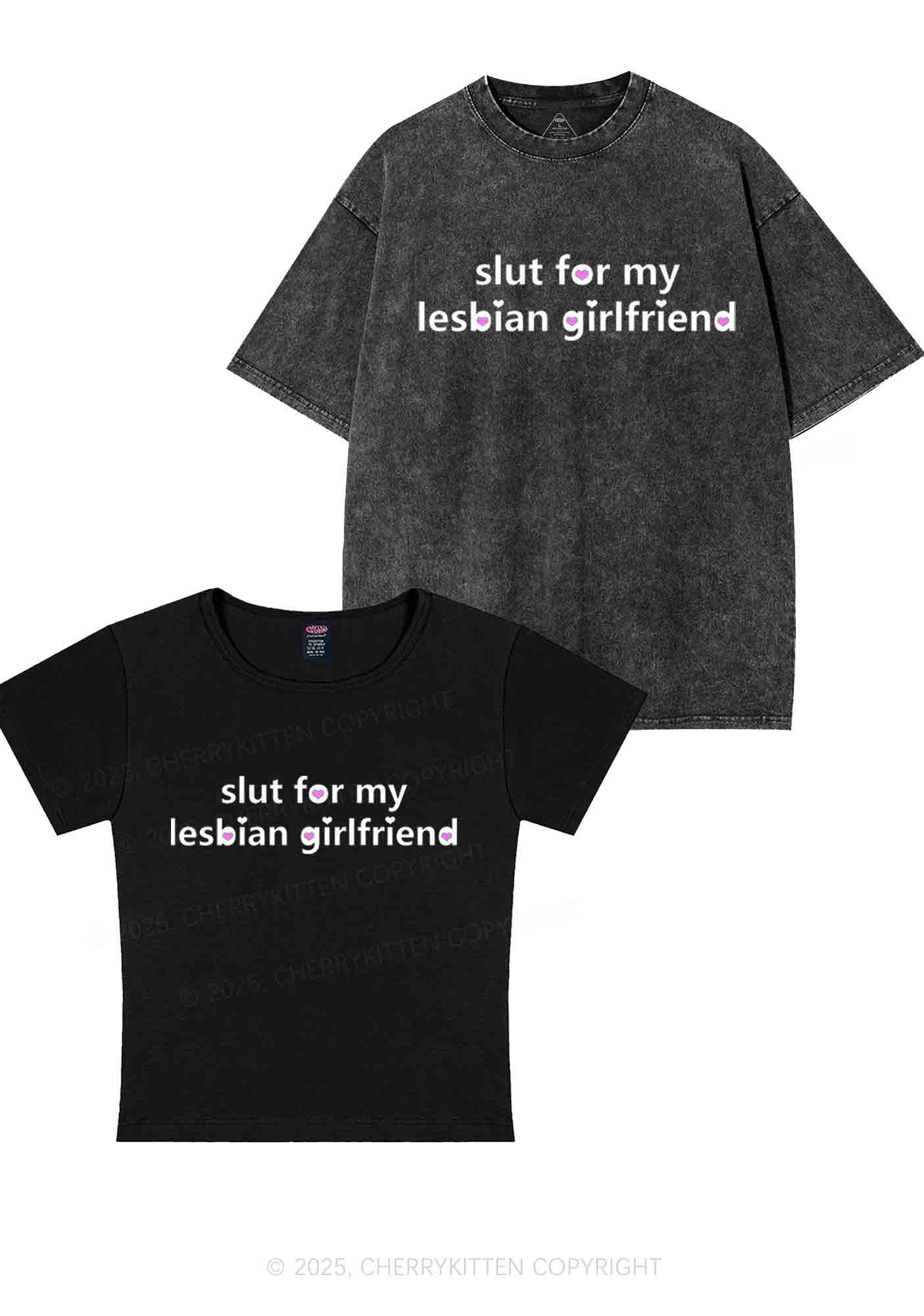 Slxt For My Lesbian GF Y2K Valentine's Day Couple Shirt Cherrykitten