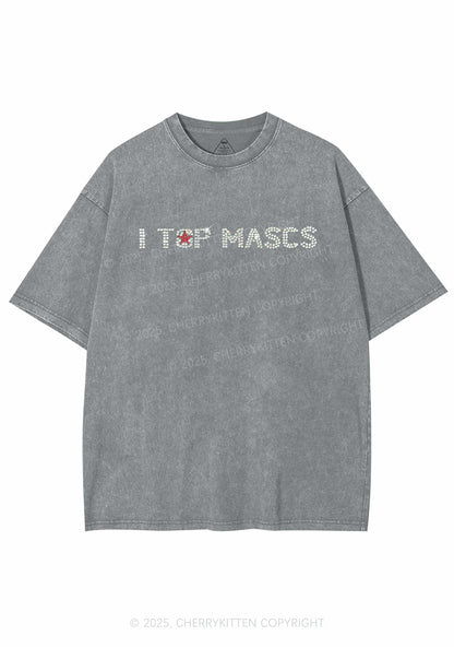Rhinestone I Top Mascs Pride Y2K Shirts Washed Tee Cherrykitten
