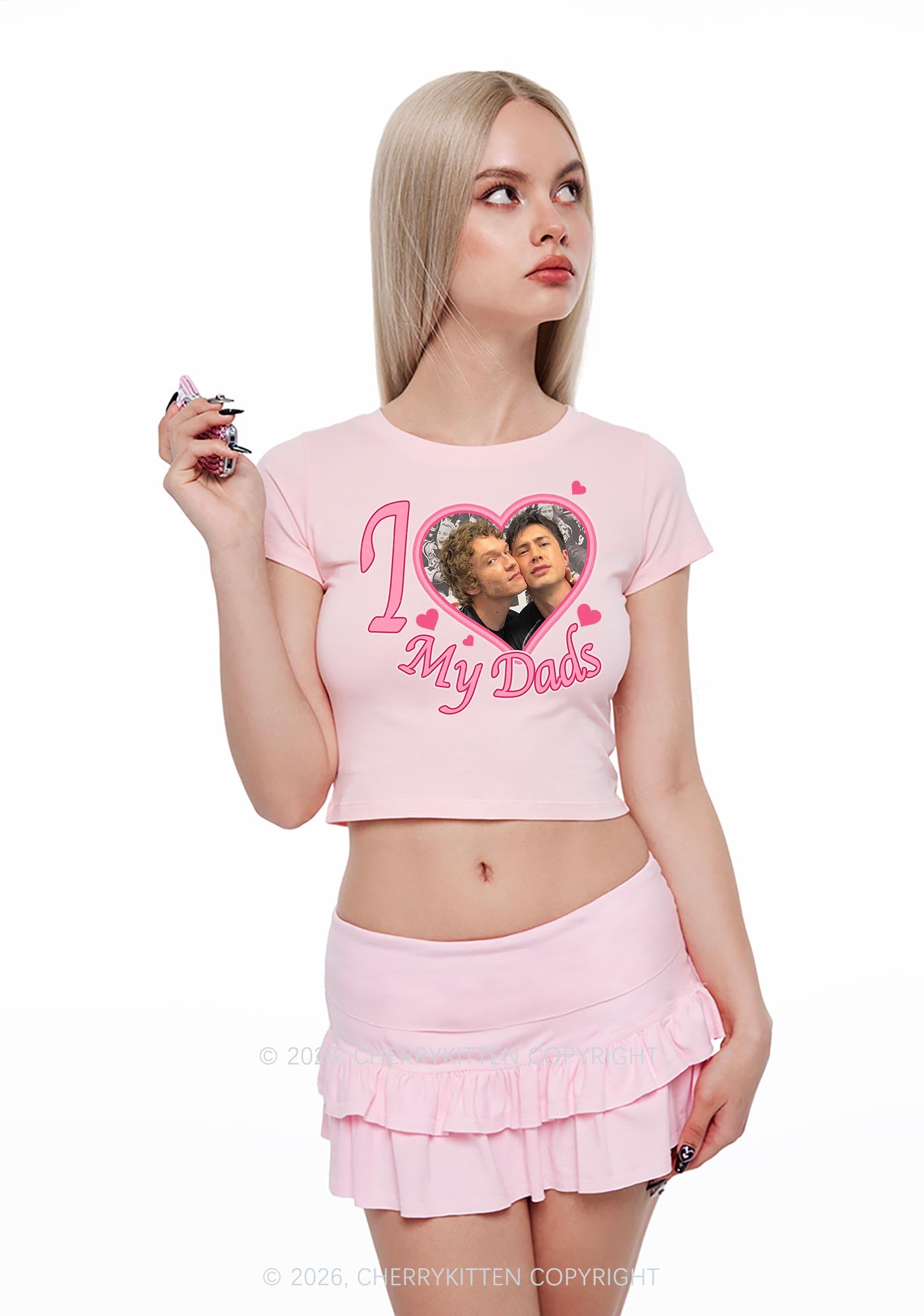 I Love My Dads HR Y2K Baby Tee Cherrykitten